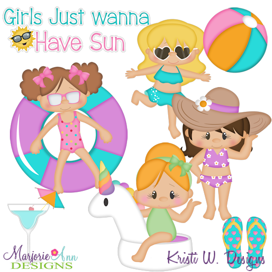 Girls Just Wanna Have Sun SVG Cutting Files Includes Clipart - Click Image to Close